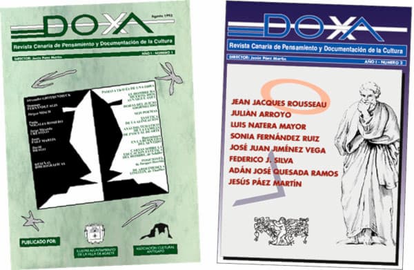 Portadas del número 1 y 2 de la Revista DOXA npublicados en los años ´90 del siglo XX
