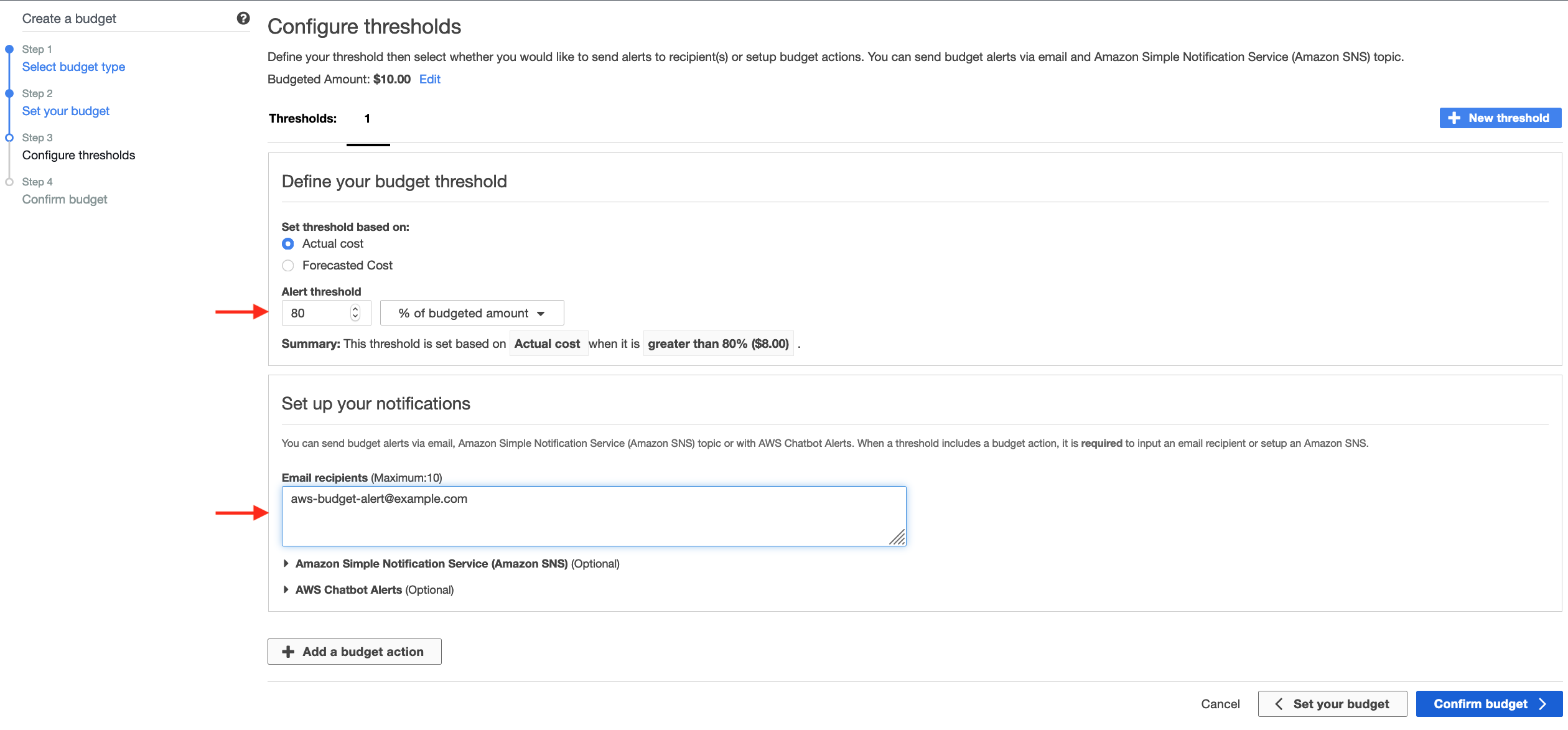AWS Budget Alert - Step 3