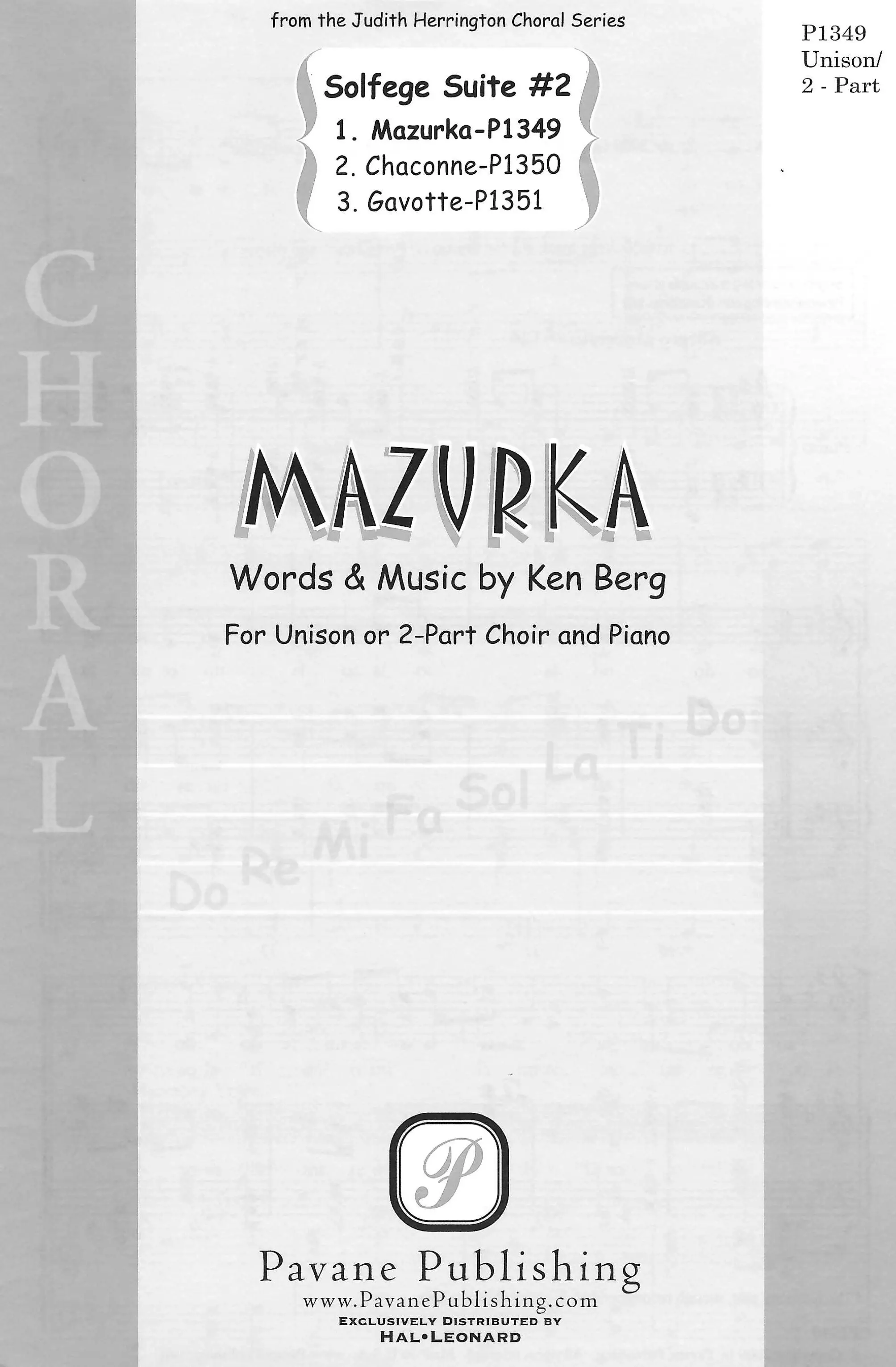 Mazurka (Solfege Suite #2) - Unison/2-Part Treble - Choral Score ...