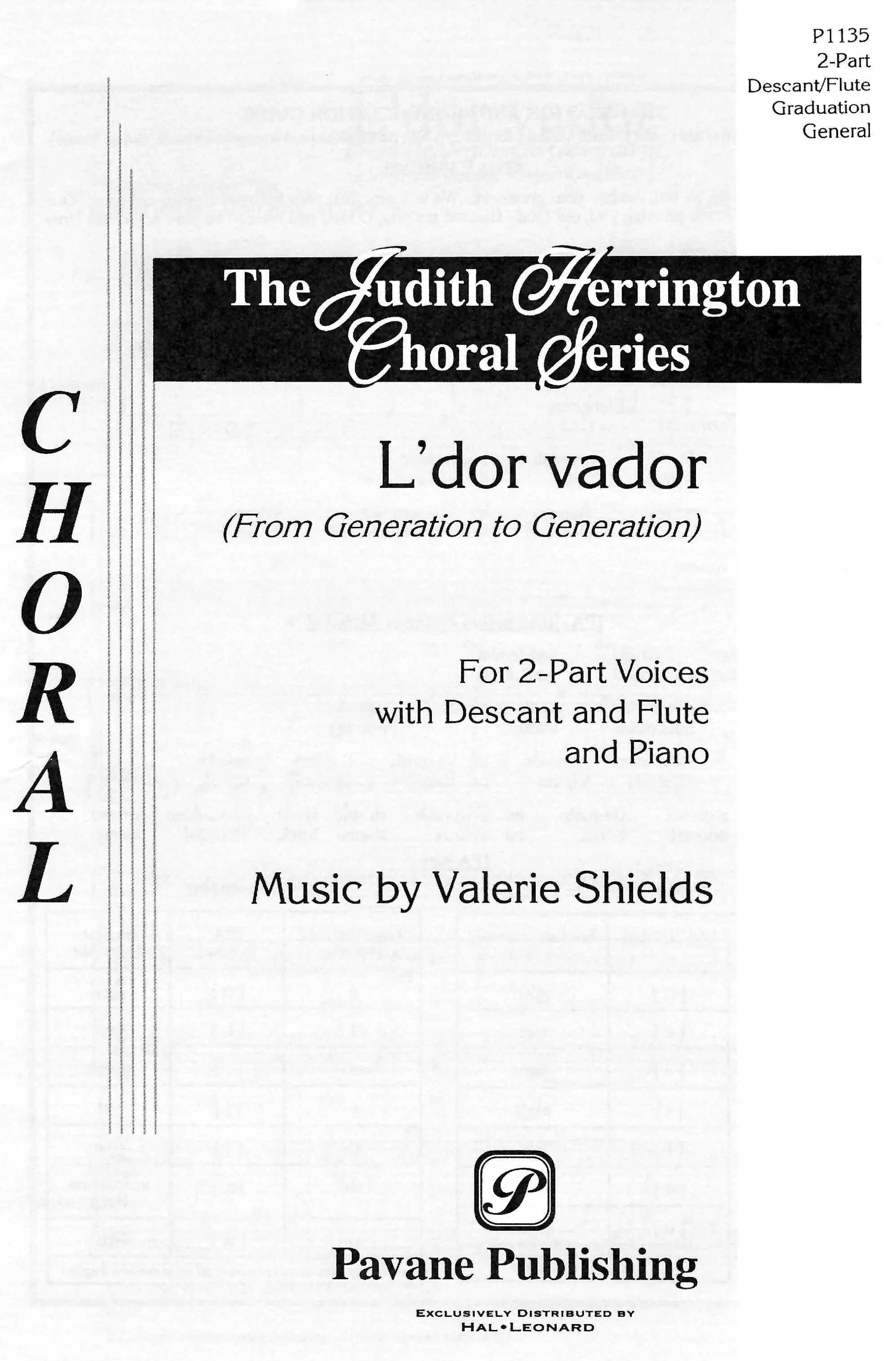 L'dor Vador - Choral Score - All Products | Pavane Publishing