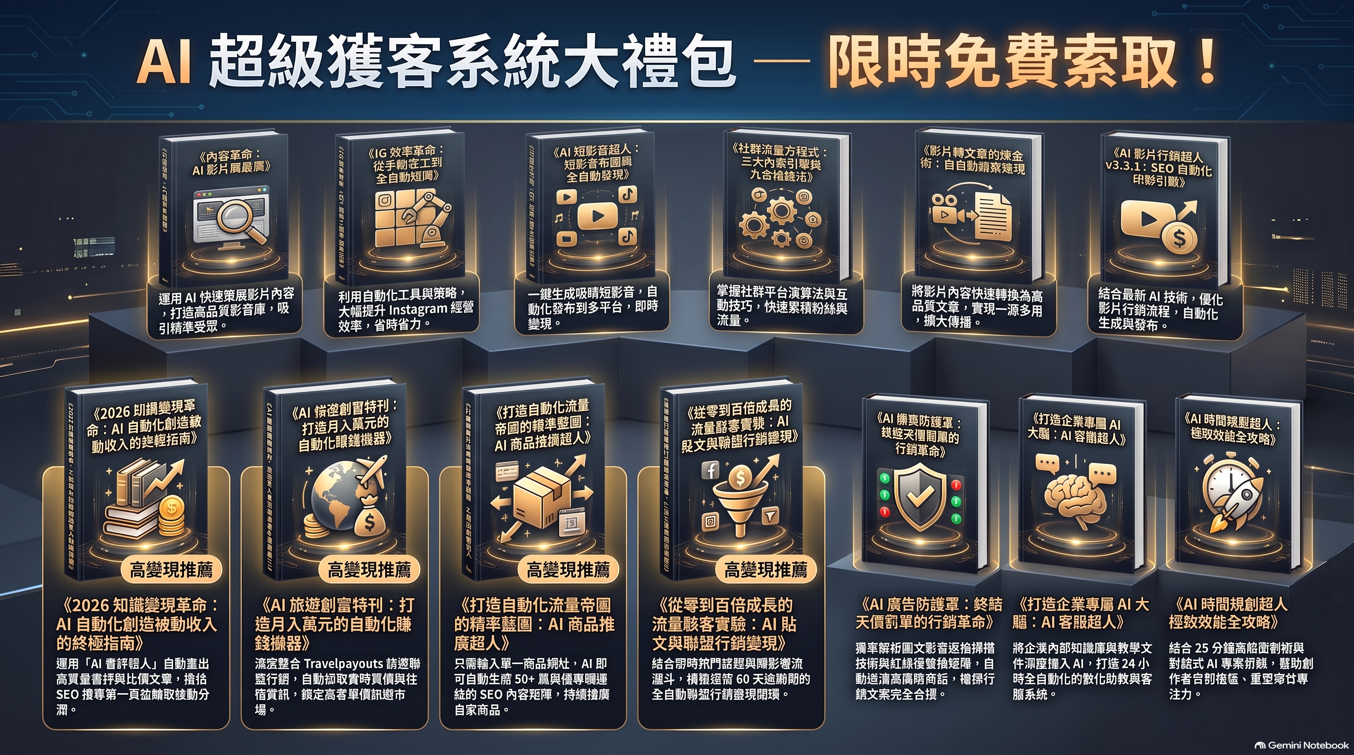 AI 超級獲客系統大禮包 — 14本電子書全套實戰合輯