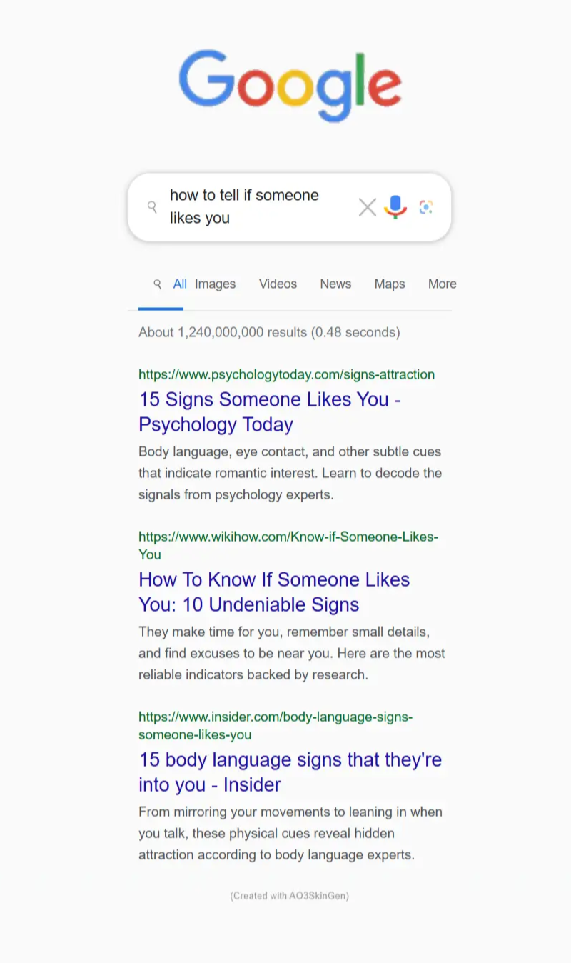 Google Search History Example