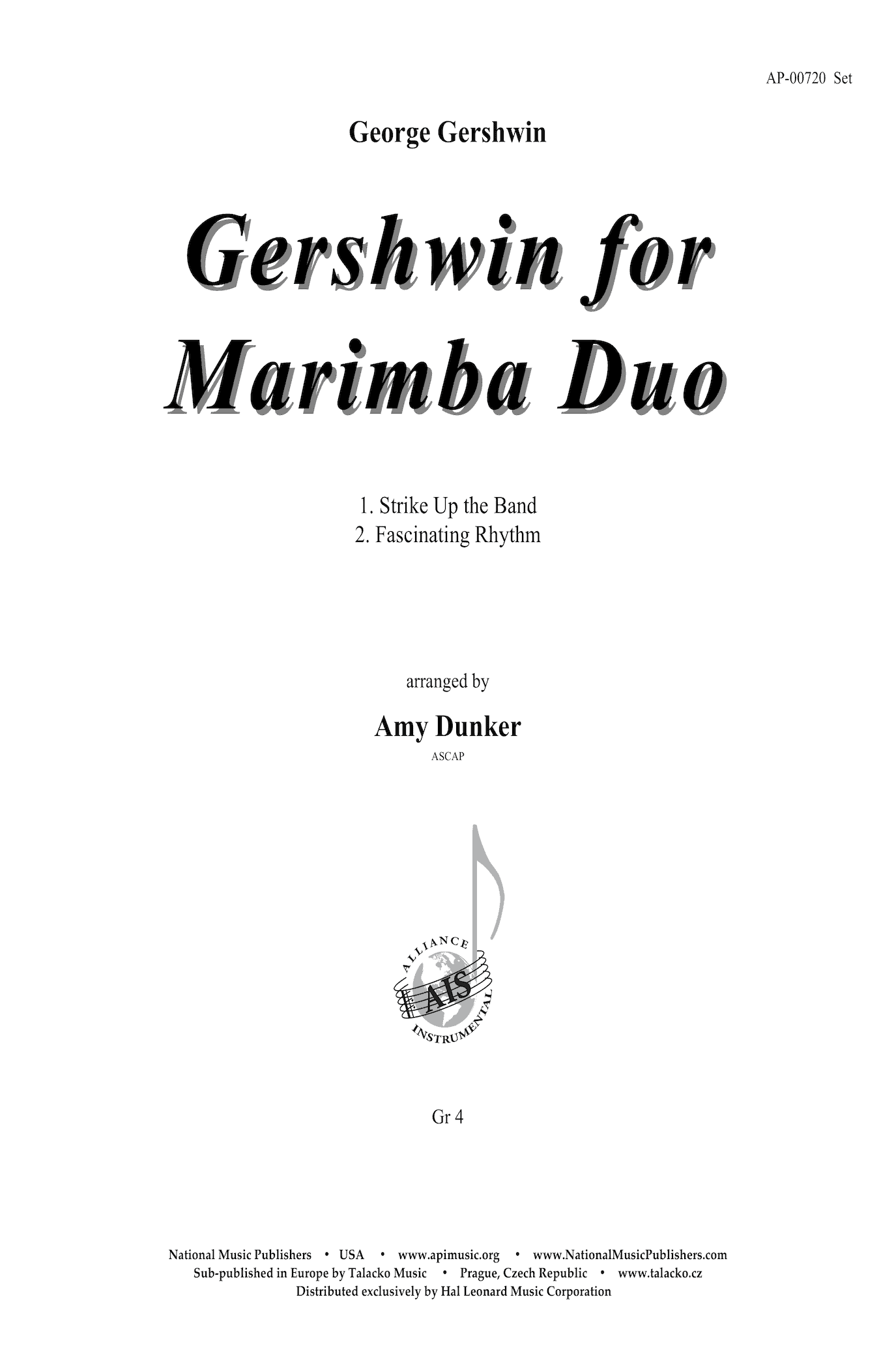 Gershwin For Marimba Duo - All Products | National Music Publishers