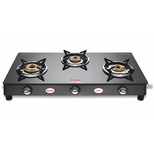 Preethi Bluflame Sparkle Power Duo 3 Burner Glass top Gas Stove