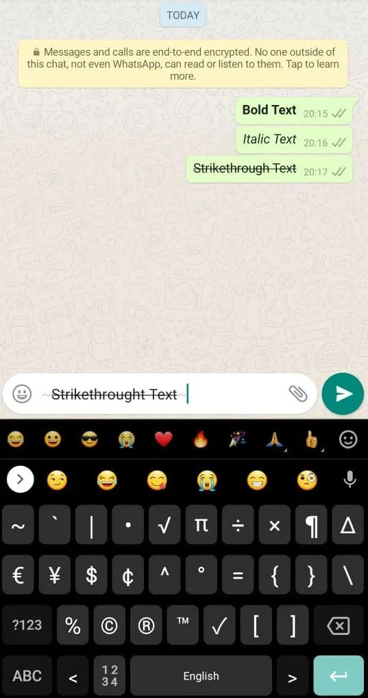 strikethrough in whatsapp
