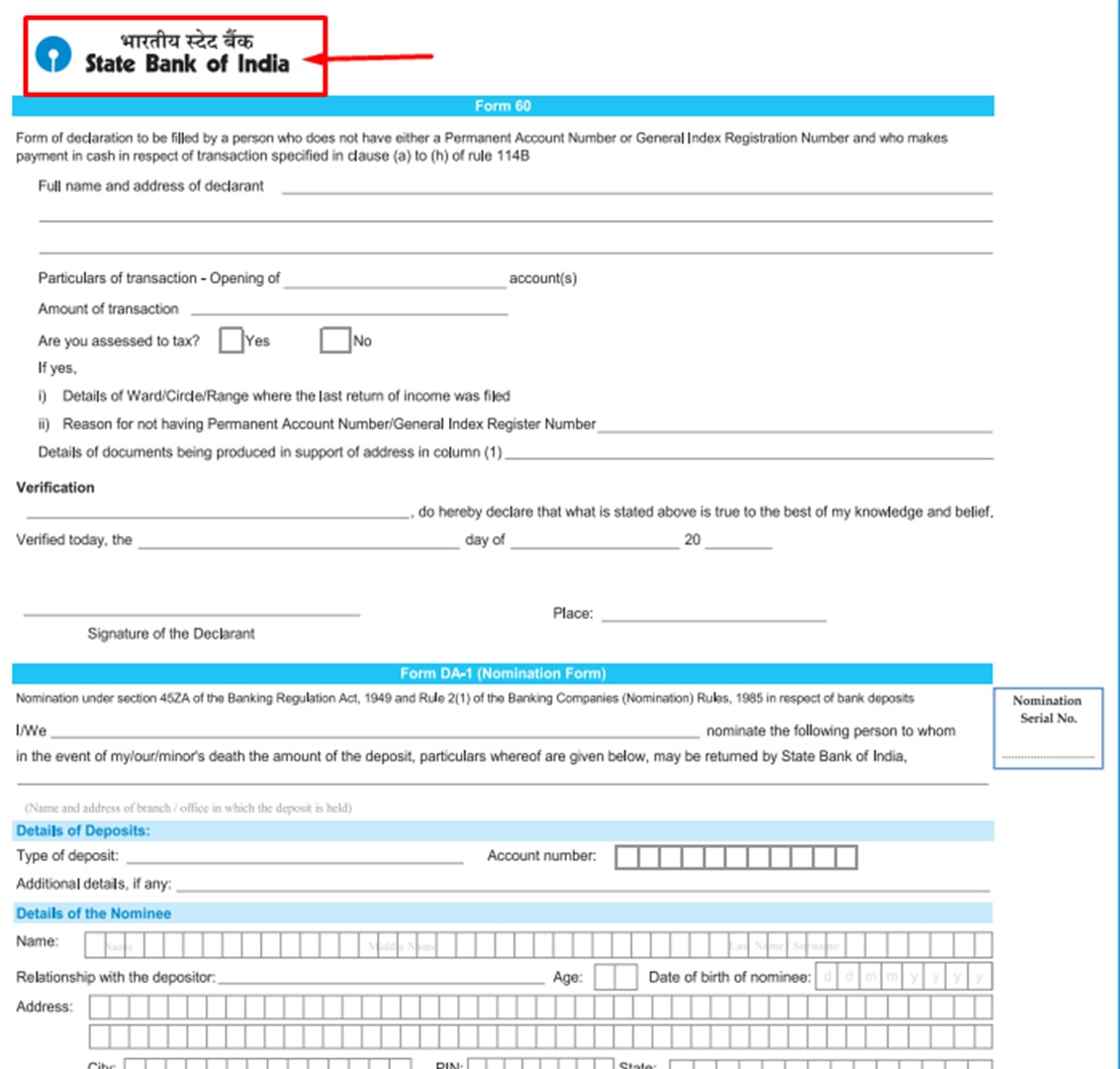 Filling of bank account opening form