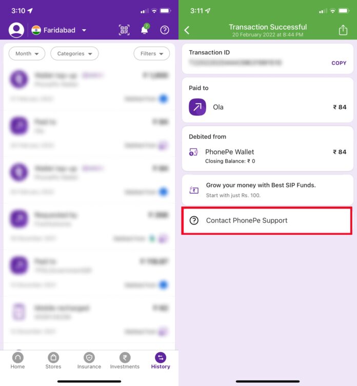 How to delete PhonePe history