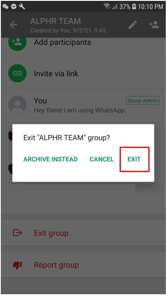Whatsapp Group Settings Exit Option