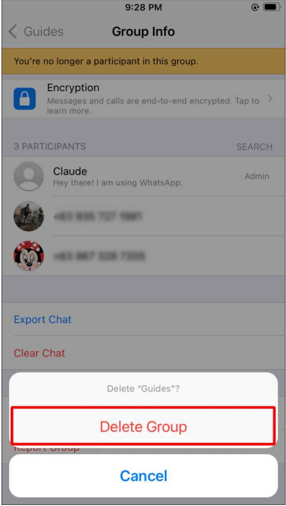 Whatsapp Group Setting Delete Option