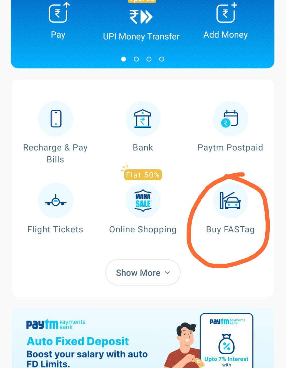 How to recharge FASTag using PayTM