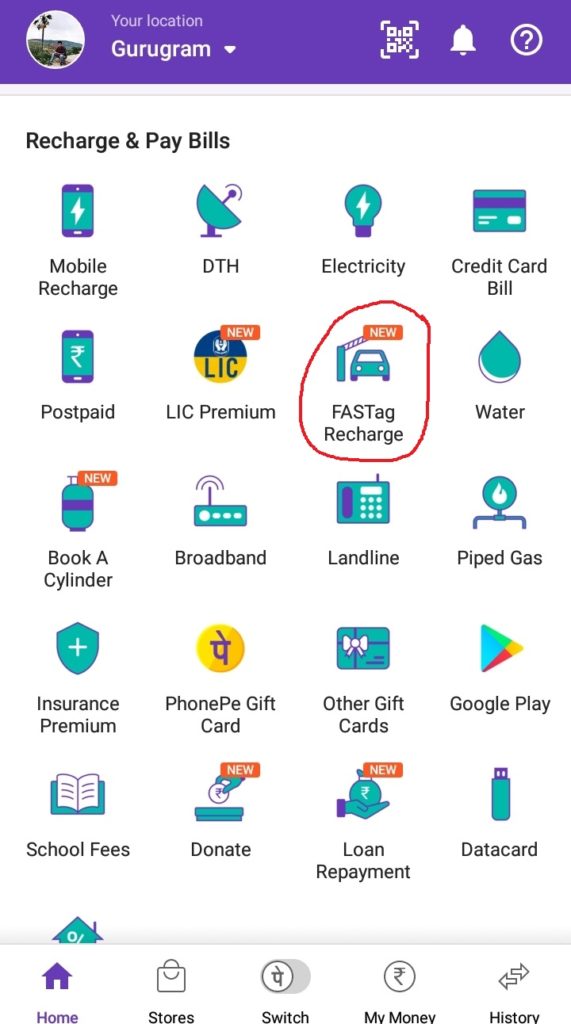 How to recharge FASTag using PhonePe