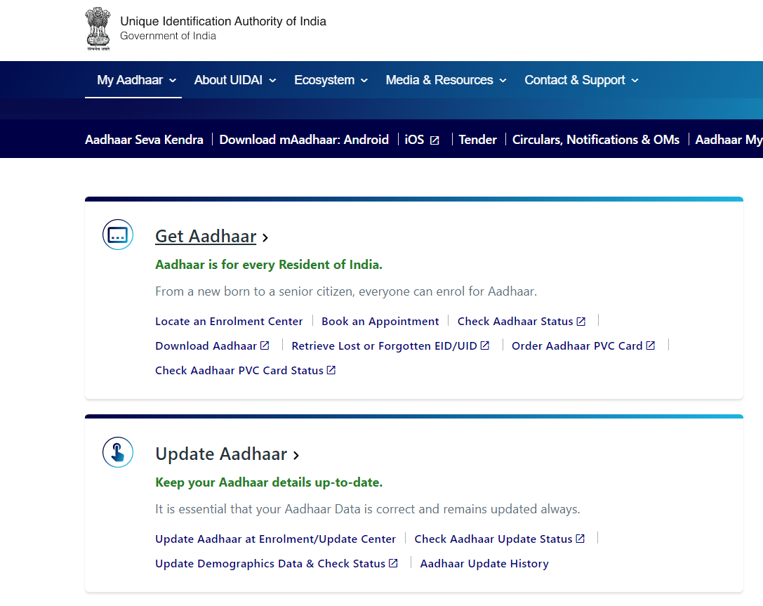 How to Check UIDAI Aadhaar Card Status