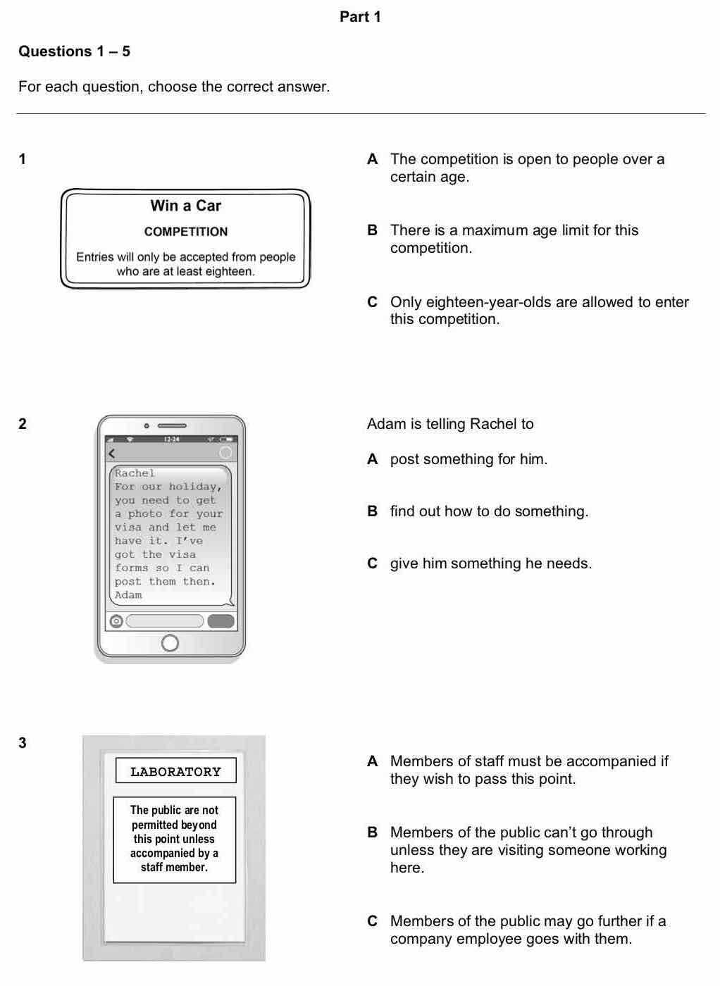 Reading Pet B1 Pdf Test 1