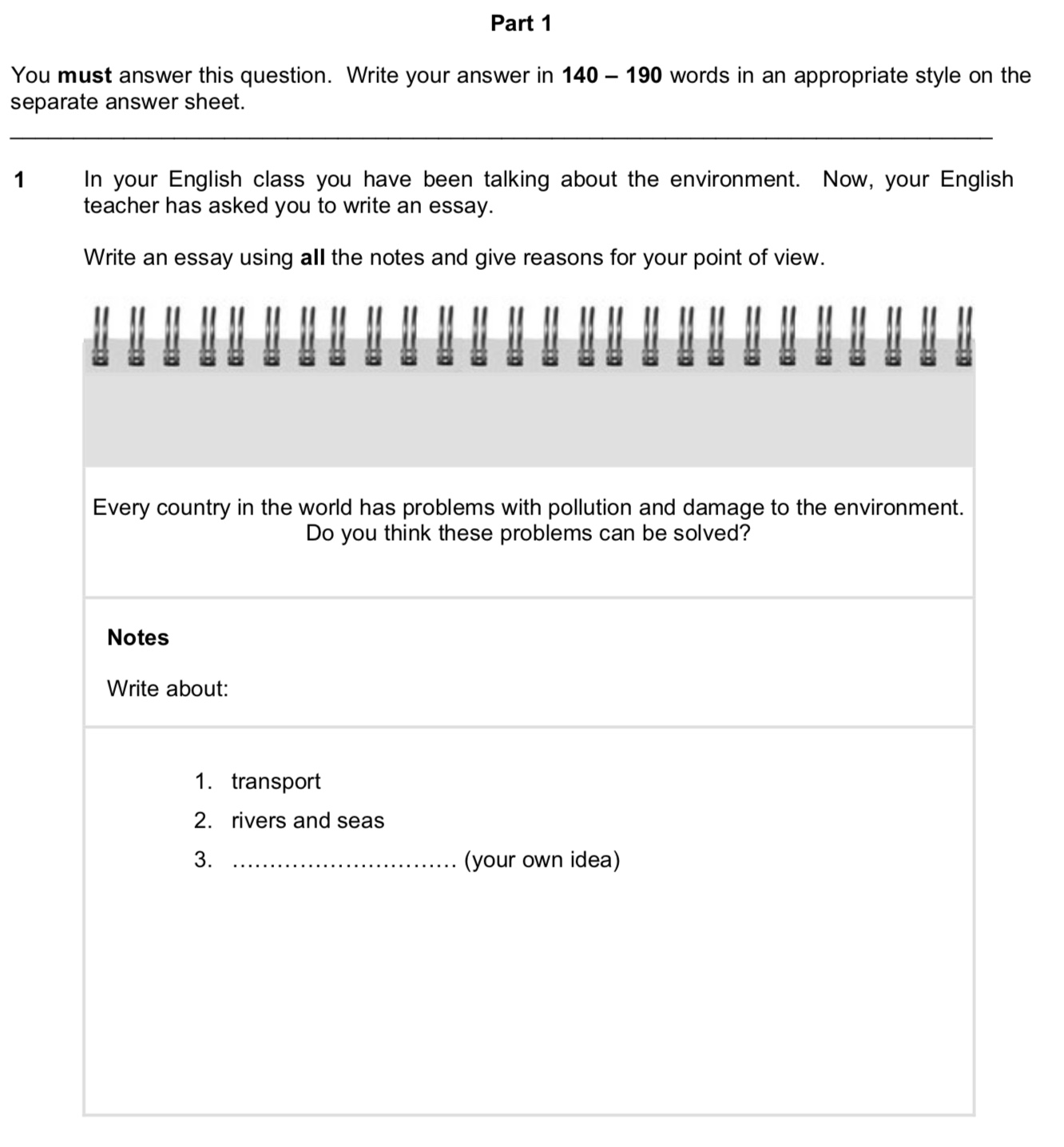 ejemplo de instrucciones de essay de B2 first (fce) writing