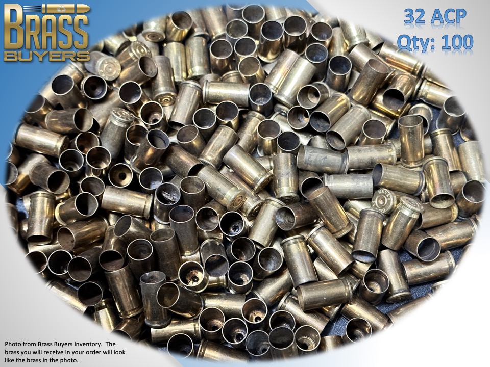 100 PIECES - 32 ACP BRASS PIECES ONCE FIRED BRASS + MANUAL-img-0