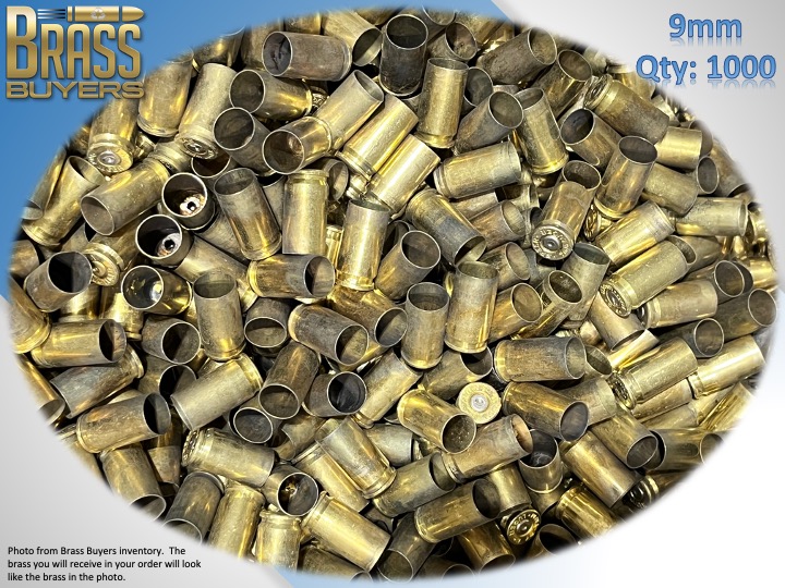 1000 PIECES - 9MM BRASS CASES ONCE FIRED BRASS-img-0
