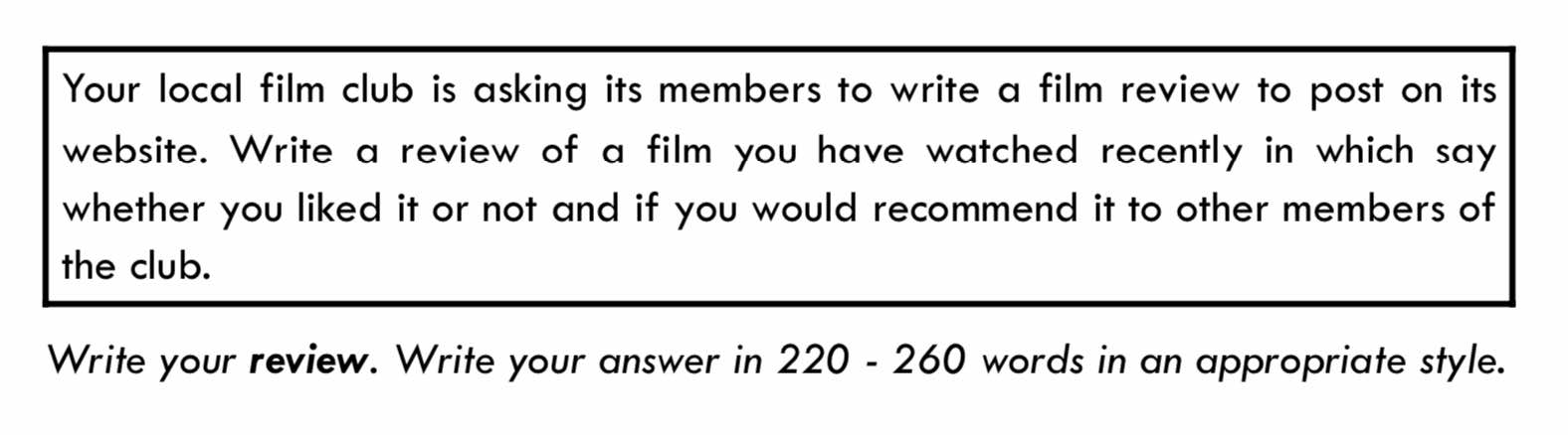 ejemplo de instrucciones de film review de c1 advanced (CAE) writing