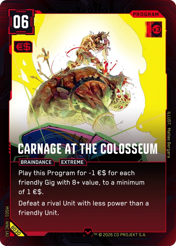 Carnage at the Colosseum Welcome to Night City - Beta Cyberpunk TCG card