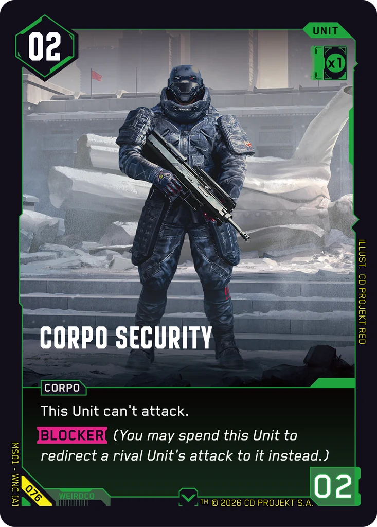 Corpo Security Welcome to Night City - Retail Cyberpunk TCG card