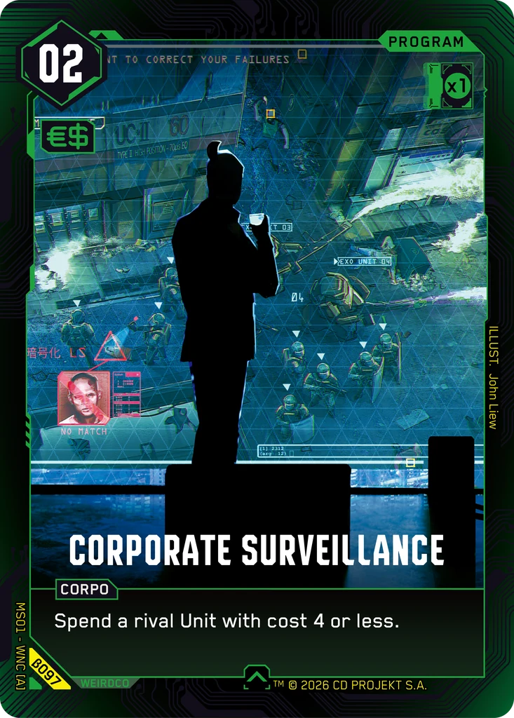Corporate Surveillance Welcome to Night City - Beta Cyberpunk TCG card