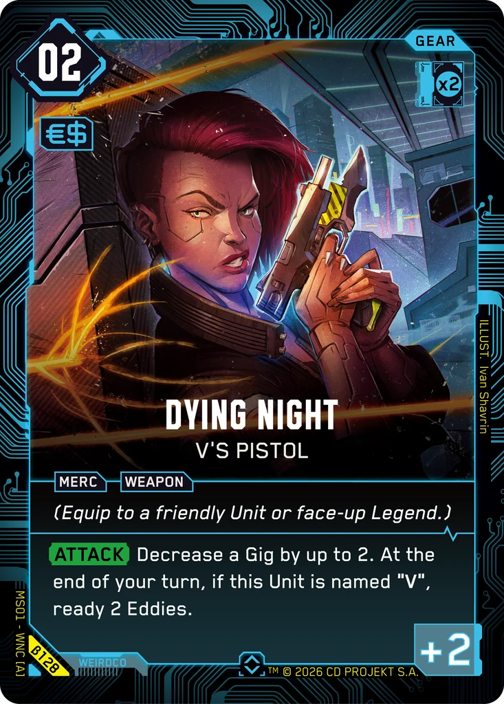 Dying Night - V's Pistol Welcome to Night City - Beta Cyberpunk TCG card