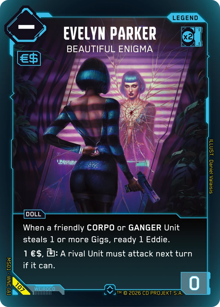 Evelyn Parker - Beautiful Enigma Welcome to Night City - Retail Cyberpunk TCG card