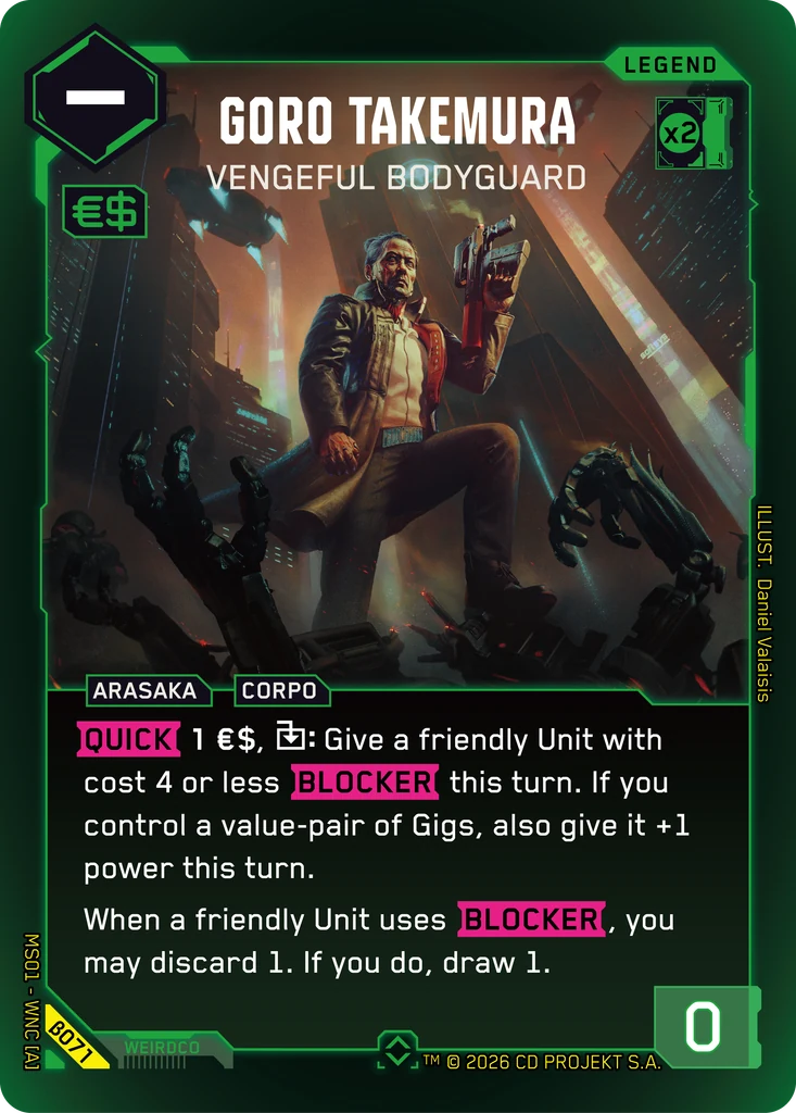 Goro Takemura - Vengeful Bodyguard Welcome to Night City - Beta Cyberpunk TCG card