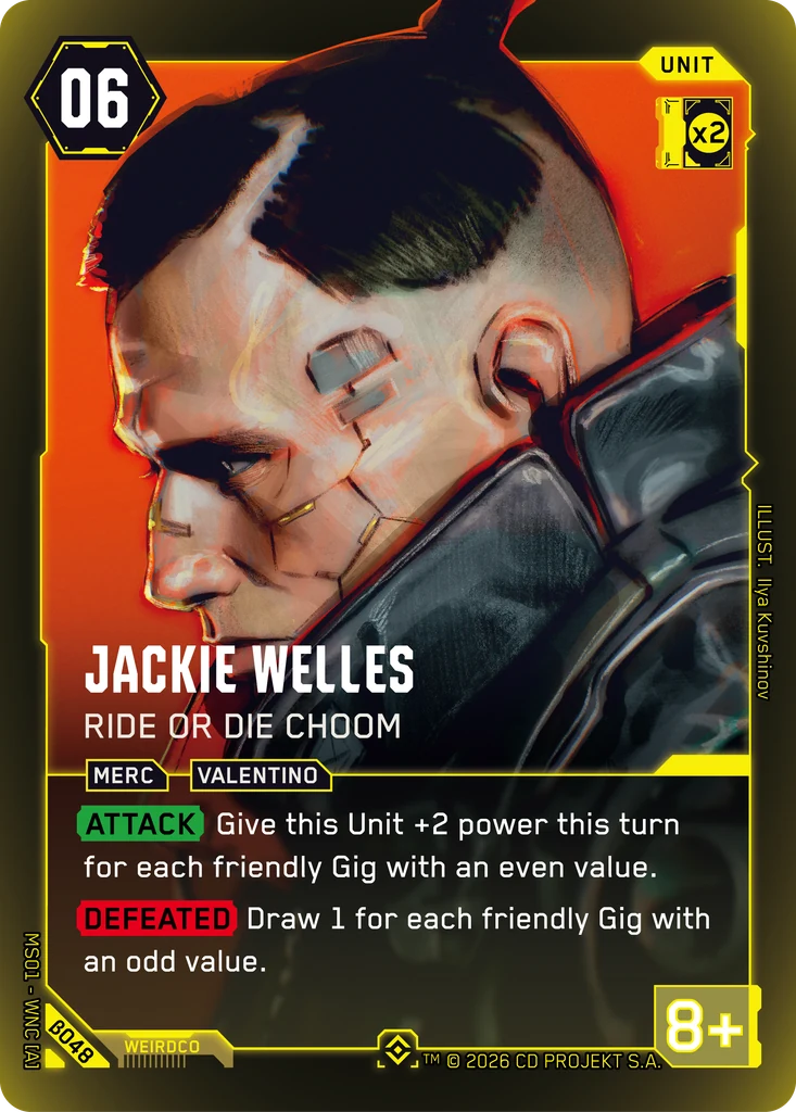 Jackie Welles - Ride or Die Choom Welcome to Night City - Beta Cyberpunk TCG card