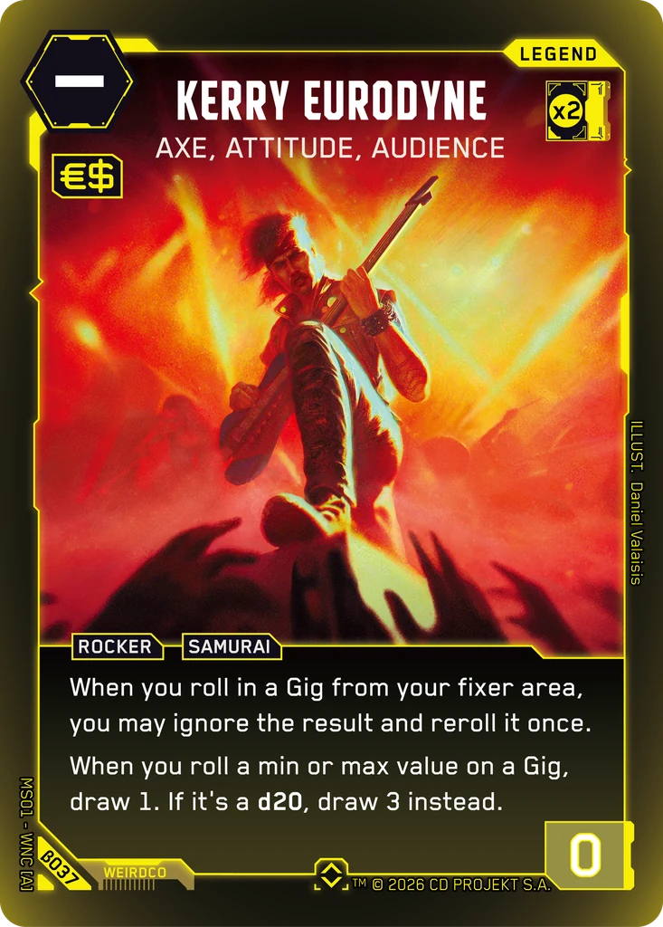 Kerry Eurodyne - Axe, Attitude, Audience Welcome to Night City - Beta Cyberpunk TCG card