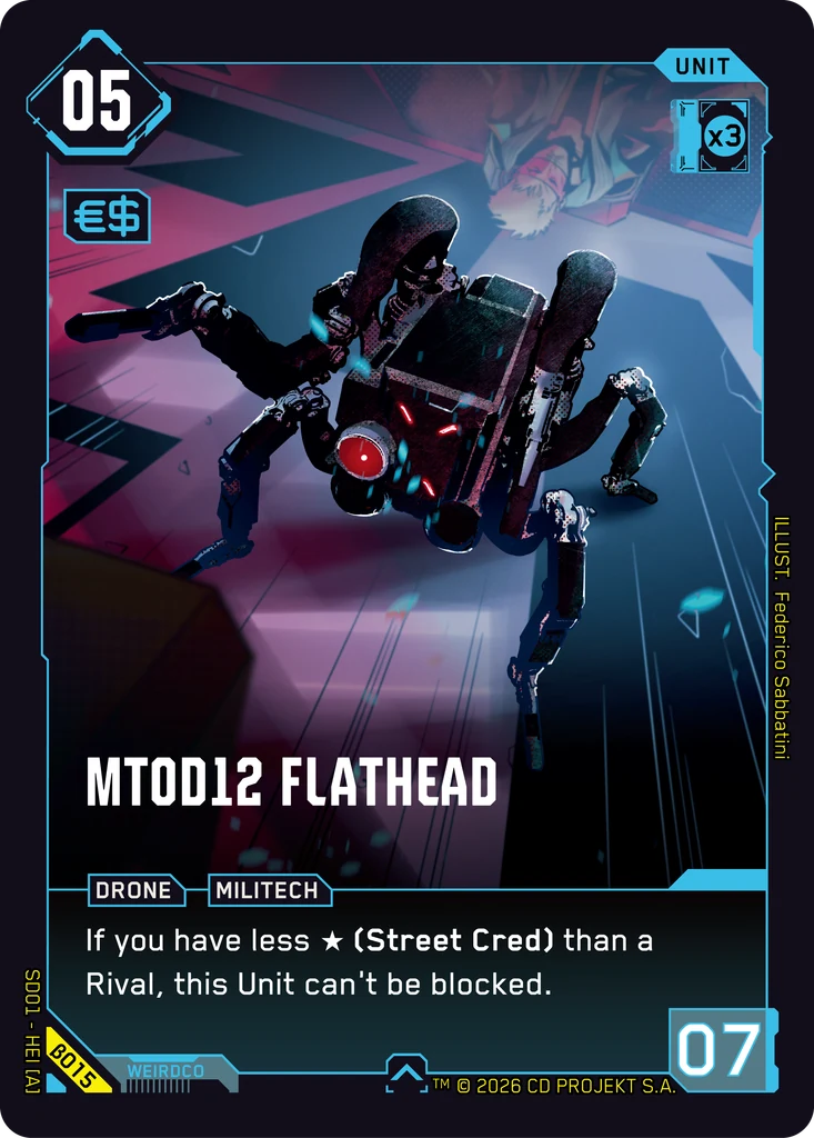 MT0D12 Flathead The Heist - Beta Starter Deck Cyberpunk TCG card