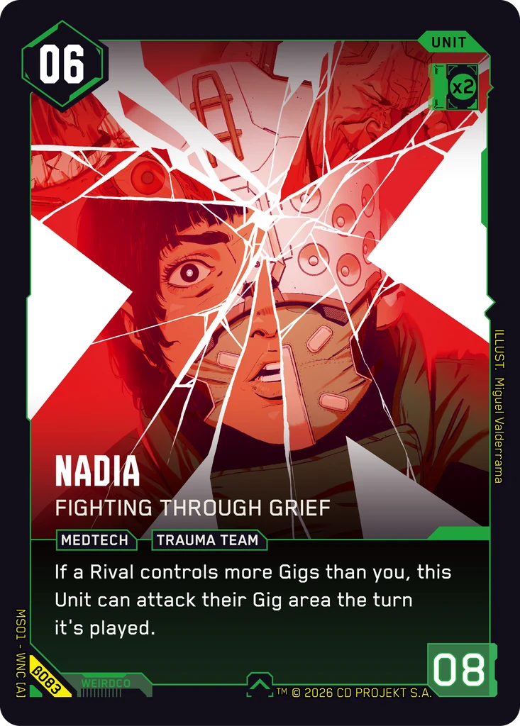 Nadia - Fighting Through Grief Welcome to Night City - Beta Cyberpunk TCG card