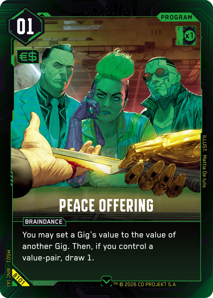 Peace Offering Welcome to Night City - Beta Cyberpunk TCG card