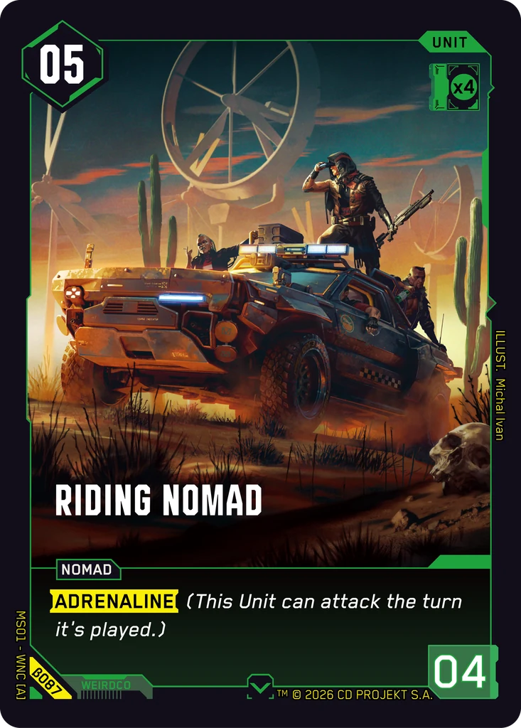Riding Nomad Welcome to Night City - Beta Cyberpunk TCG card