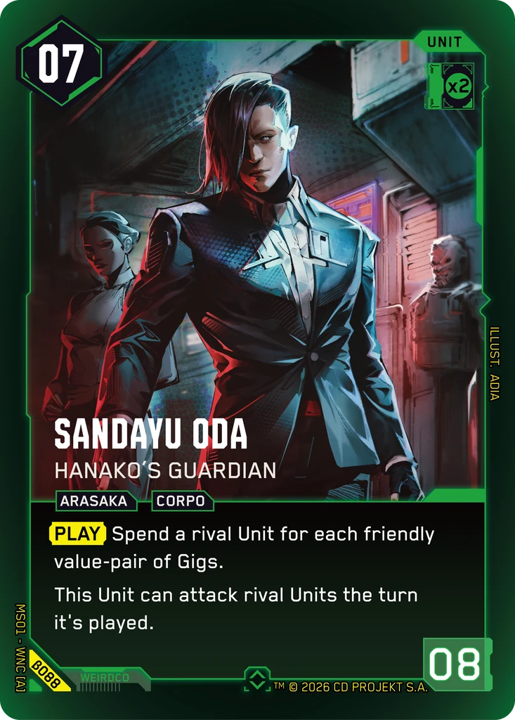Sandayu Oda - Hanako's Guardian Welcome to Night City - Beta Cyberpunk TCG card