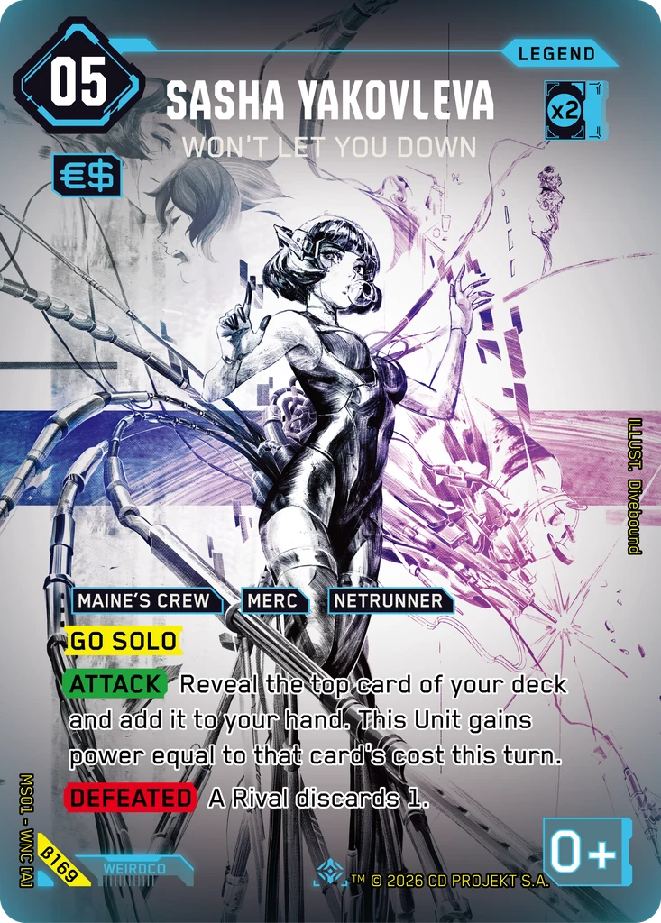 Sasha Yakovleva - Won't Let You Down Welcome to Night City - Beta Cyberpunk TCG card