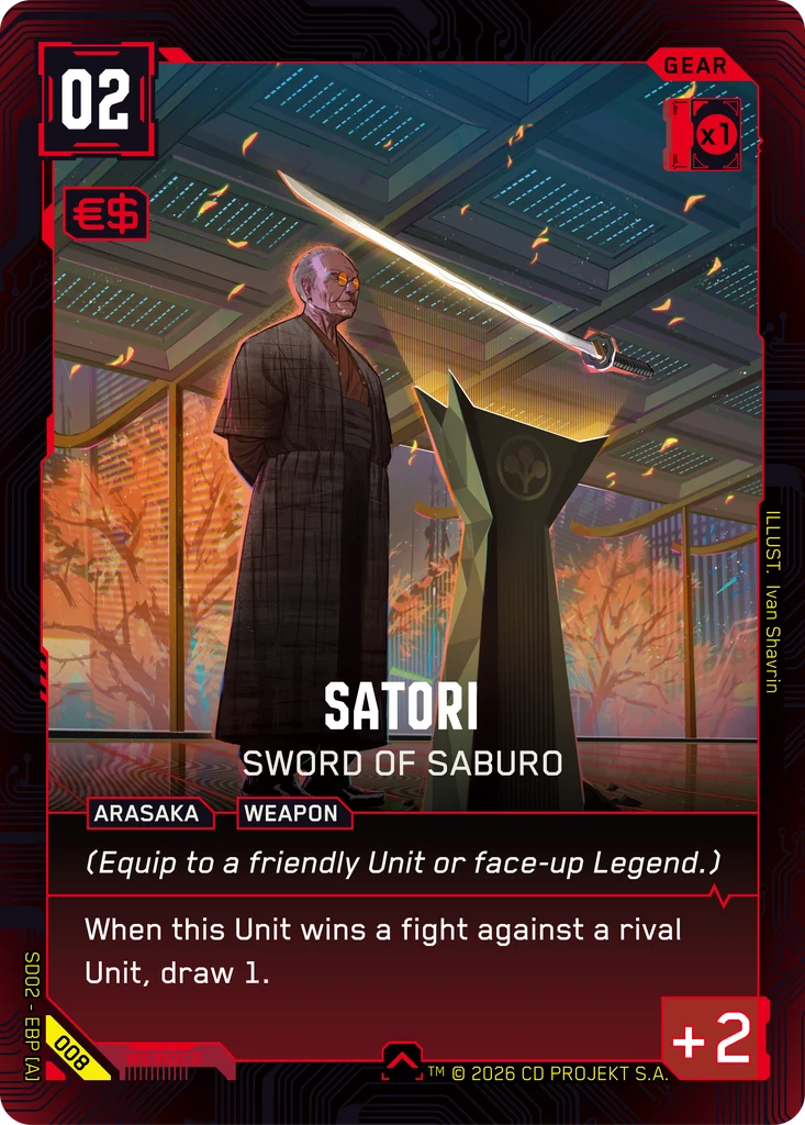 Satori - Sword of Saburo Embracing Power - Retail Starter Deck Cyberpunk TCG card