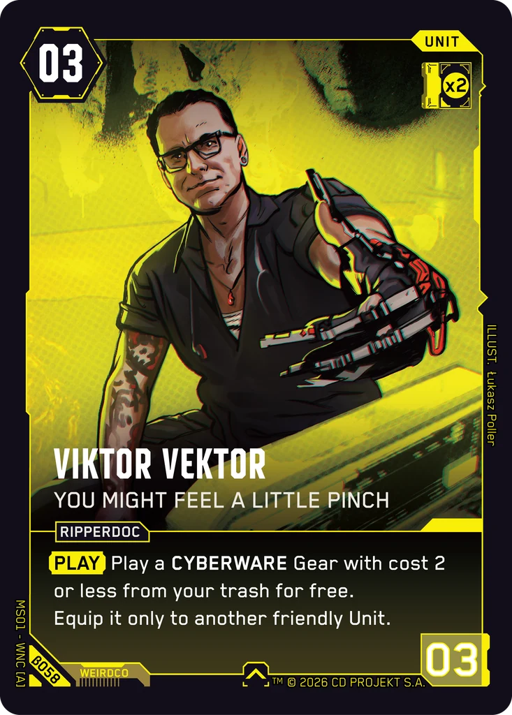 Viktor Vektor - You Might Feel a Little Pinch Welcome to Night City - Beta Cyberpunk TCG card