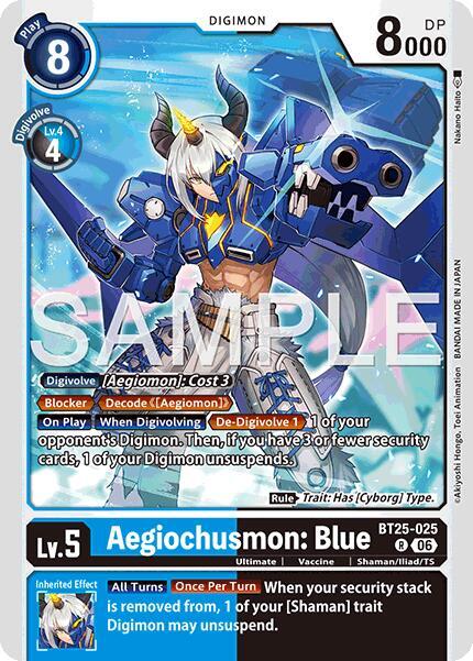 Aegiochusmon: Blue BT25-025 R Dual Revolution Digimon card