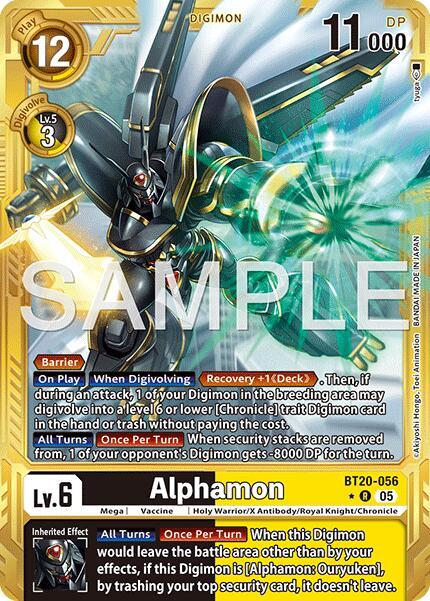 Alphamon Gold Border BT20-056 R Advanced Booster Digimon Generation Digimon card
