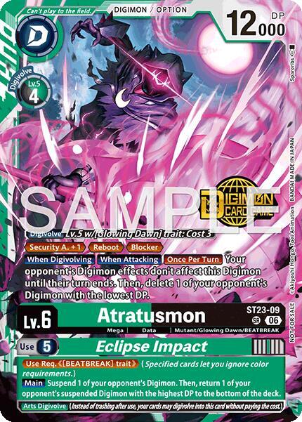 Atratusmon // Eclipse Impact Welcome Tamers Pack Vol2 ST23-09 SR Starter Deck 23: Beatbreak Release Event Cards Digimon card