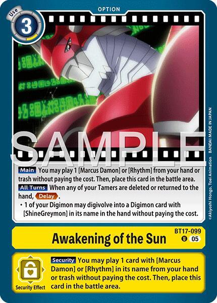 Awakening of the Sun Reprint BT17-099 U Advanced Booster Digimon Generation Digimon card