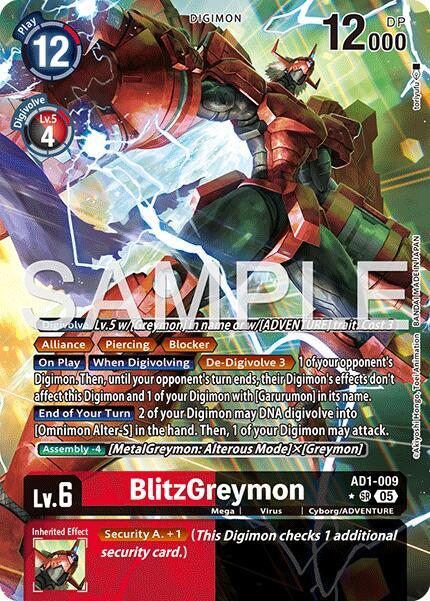 BlitzGreymon Alternate Art AD1-009 SR Advanced Booster Digimon Generation Digimon card