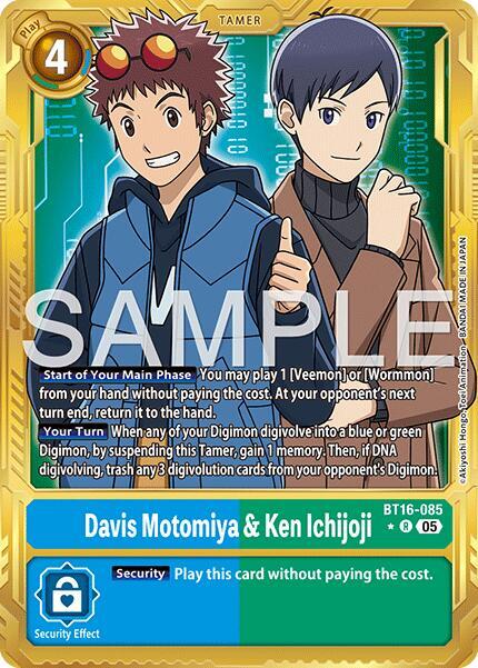 Davis Motomiya & Ken Ichijoji Gold Border BT16-085 R Advanced Booster Digimon Generation Digimon card