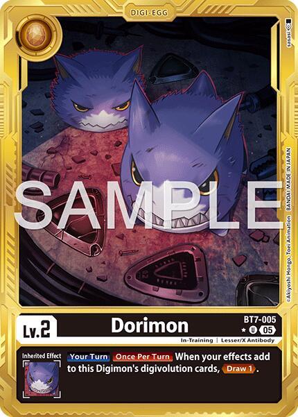 Dorimon Gold Border BT7-005 U Advanced Booster Digimon Generation Digimon card