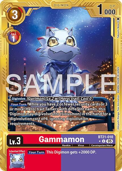 Gammamon Gold Border BT21-010 U Advanced Booster Digimon Generation Digimon card