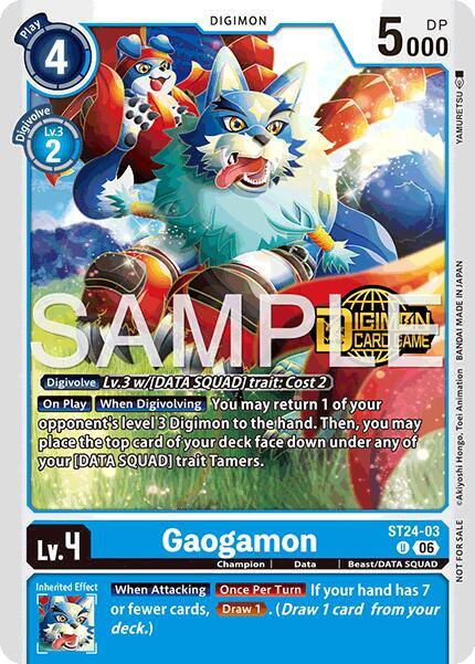 Gaogamon Welcome Tamers Pack Vol2 ST24-03 U Starter Deck 24: Data Squad Release Event Cards Digimon card