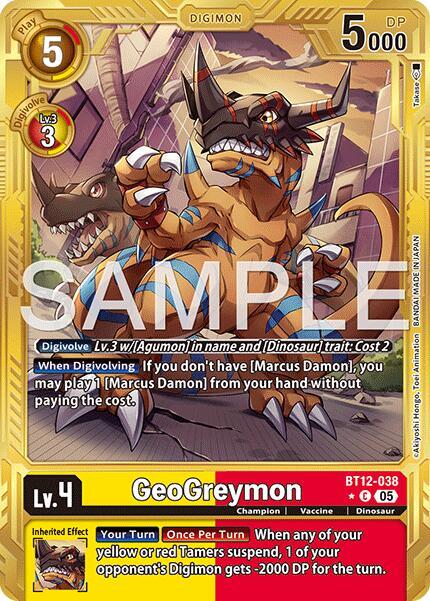 GeoGreymon Gold Border BT12-038 C Advanced Booster Digimon Generation Digimon card