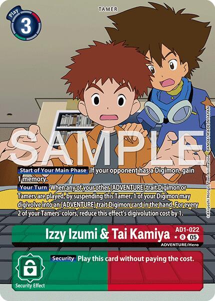 Izzy Izumi & Tai Kamiya Alternate Art AD1-022 Advanced Booster Digimon Generation Digimon card