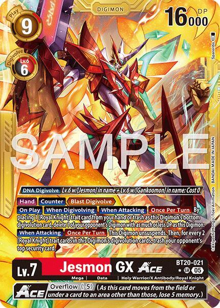 Jesmon GX ACE Gold Border BT20-021 SR Advanced Booster Digimon Generation Digimon card