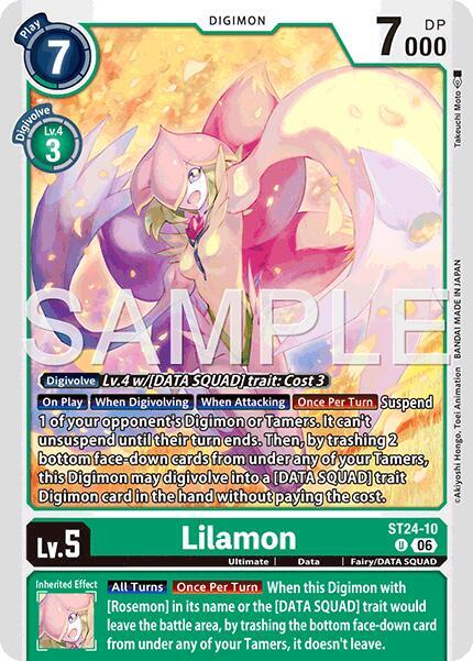 Lilamon ST24-10 U Starter Deck 24: Data Squad Digimon card